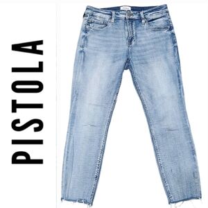 Pistola Arielle Skinny Scissor Cut Distressed Jeans Light Blue Stretch Denim 29
